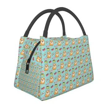 Kawaii Corgis Wink Изолированная сумка для ланча для женщин Симпатичный питомец собака Многоразовый кулер Thermal Bento Box На открытом воздухе Кемпинг Путешествия