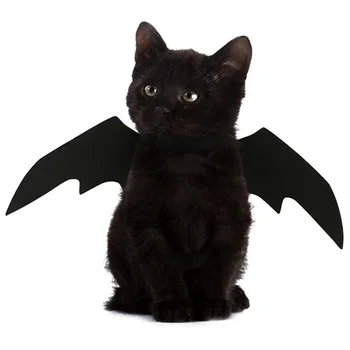 2023 Хэллоуин Милая одежда для домашних животных Черная летучая мышь Крылья Шлейка Костюм для Хэллоуина Косплей Кошка Собака Хэллоуин Вечеринка для домашних животных