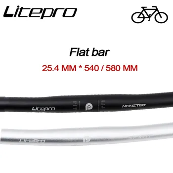 Litepro 25,4 мм * 540 / 580 MTB Руль Алюминиевый сплав Ручка для горного велосипеда Плоское рулевое колесо для аксессуаров для велосипеда
