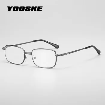 YOOSKE Очки для чтения с кристаллическими линзами Мужские очки в металлической квадратной оправе Женские весенние очки для тонких ног Диоптрии по рецепту +1.0