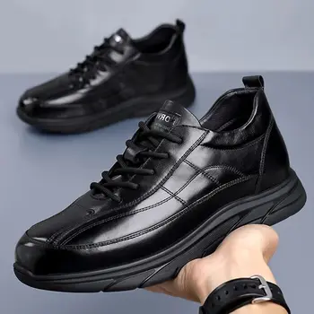 Мужская натуральная кожа повседневная обувь на платформе увеличенные кроссовки обувь модный тренд водонепроницаемые дизайнерские кроссовки обувь на платформе