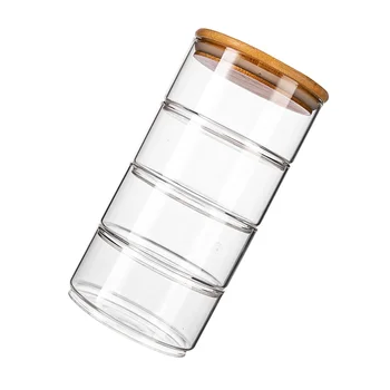 Штабелируемые стеклянные банки с крышкой Чаша для хранения фруктов Салатницы для семейной кухни Банка для хранения