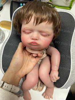 19inch Rosalie Reborn Kit Раскрашенная спящая кукла Части Незаконченный новорожденный Reborn Doll Kit Root Волосы Реалистичный 3D Skin Venis