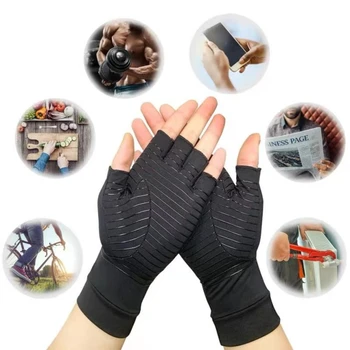 2pcs Компрессионные перчатки от артрита Женщины Мужчины Облегчение боли в суставах Половина пальца Ортез Терапия Запястье Поддержка Противоскользящие терапевтические перчатки