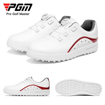 PGM Обувь для гольфа Женская пряжка с пряжкой Водонепроницаемая кожа Golfer Спортивная ручка для обуви Быстрая шнуровка Кроссовки для гольфа Удобная белая обувь