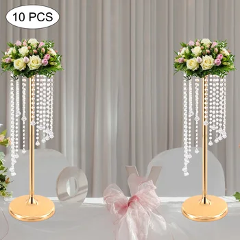  Хрустальная металлическая подставка для цветов ваза 10 шт. 27,5 дюйма Высокая стойка для дисплея Элегантный объем для украшения праздничного стола