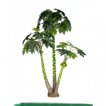 Большое имитационное дерево папайя искусственные деревья зеленое растение бонсай пейзаж бионический пол растение украшение искусственные растения домашний декор