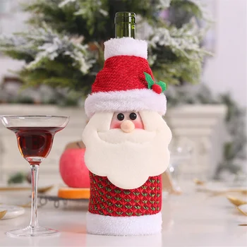 3Pack Рождественские сумки для винных бутылок, свитер для винных бутылок Сумки для винных бутылок Крышка для винных бутылок Милый Санта-Олень-снеговик