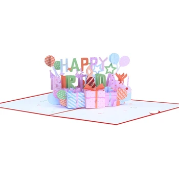 3D Всплывающие Поздравительные Открытки День Рождения Светодиодный Свет Подарочная Коробка Карта Подарок Для Мамы Жены Папы