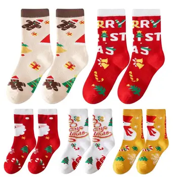 Рождественские праздничные носки Теплые зимние уютные носки Универсальная новинка Красочные носки Мягкие пряничные человечки Санта-Клаус Рождественские носки