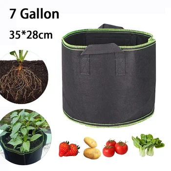 7 галлонов Ручные мешки для выращивания растений Фруктовые растения утолщают выращивание растений Тканевые сумки для роста горшков большой емкости Домашний сад B3