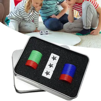 левый правый центральный набор для игры в кости с 3 кубиками 36 фишек Алюминиевая коробка Упаковка Игровые кости Аксессуары для многопользовательской игры Развлечения