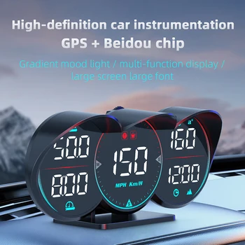 1x 2023 Новый универсальный автомобильный цифровой GPS HUD 5V HeadoUp Display Спидометр Сигнализация скорости Подходит для большинства автомобилей Черные датчики ABS