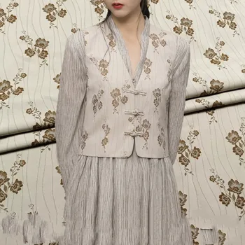 Простая и элегантная, винтажная парчовая ткань жилета Cheongsam для одежды Тренчкот, костюм Тан, ханьфу, жаккардовая ткань