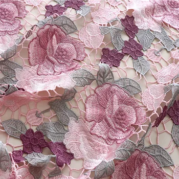 Водорастворимая кружевная ткань Трехмерная вышитая цветочная ткань для юбки Cheongsam Одежда