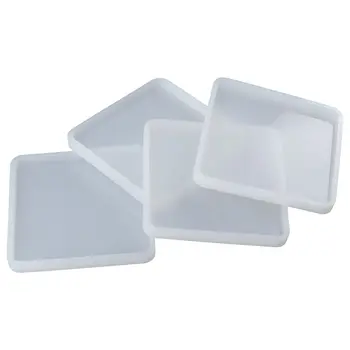 4 шт. Силиконовые квадратные формы для подставок Фруктовая тарелка белая 11 * 11 см уникальные смоляные формы из смолы набор подставок из смолы DIY