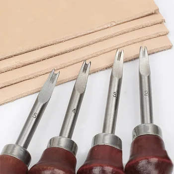 TLKKUE 0,8-1,5 мм Кожаный кромка со скошенной деревянной ручкой Кожаные ремесла Режущий инструмент для снятия кромок для снятия фаски Нож Инструмент