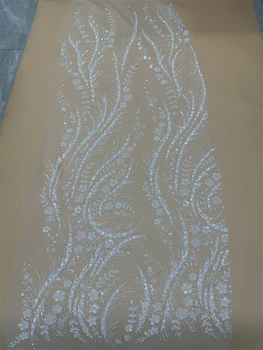 Африканская кружевная ткань S-13084812 Высококачественное кружево с бисером Нигерийские кружевные ткани для свадьбы Французский тюль Кружевная ткань