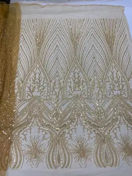 Бисерная ткань SYJ-1302953 Вышивка Французский тюль Сетка Кружево Пайетки Нигерия Fabirc Для вечернего материала