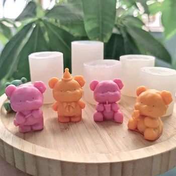  Мини Медведь Силиконовая Форма 3D Медведь Пресс-форма для изготовления свечей DIY Форма для свечей Ароматерапевтические гипсовые формы для украшения помадного торта
