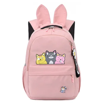 Fengdong школьные сумки для девочек-подростков школьная сумка детские рюкзаки милый холст с животным принтом школьный рюкзак детская сумка для кошек