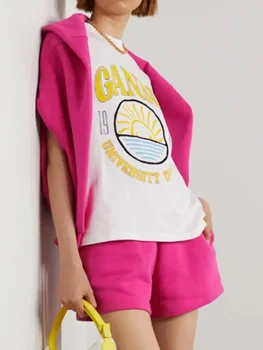 Женская всематчевая футболка Лето Новый принт Круглый вырез Повседневный Модный Топ Женская одежда с короткими рукавами Футболки