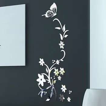 3D Сделай сам Цветок Бабочка Форма Акриловая Наклейка На Стену Современные Наклейки Украшение Реалистичные Простые Обои Наклейки Наклейки Muraux