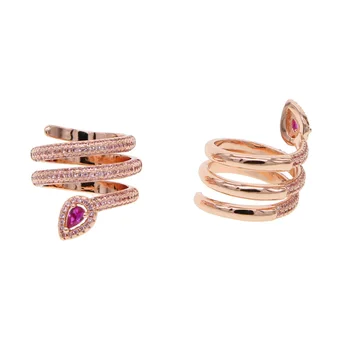  Multi wrap розовое золото цвет паве розовый cz pinky jewelry adjust Кольцо на полный палец в форме змеи для женщин
