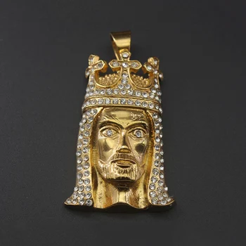 Хип-хоп Bling Ледяная нержавеющая сталь JESUS PIECE Кулоны Ожерелье для мужчин Рэпер Ювелирные изделия Золото Серебро Цвет