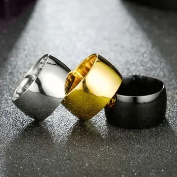 HNSP Кольцо из нержавеющей стали толщиной 12 мм для мужчин Аксессуары для ювелирных изделий для пальцев Мужское кольцо Гладкий черный цвет золота