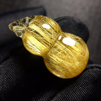 Ожерелье из натурального золота с кулоном из рутилированного кварца 18-каратное золото Ювелирные изделия кошачий глаз 24,5 * 13 * 10 мм тыква Женщины Мужчины AAAAAAA