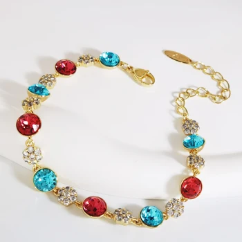 Женский браслет-цепочка из кристаллов из Австрии для женских украшений для вечеринок Высокое качество 14-каратного золота Женский браслет в подарок