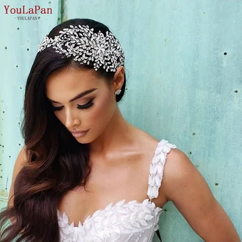 YouLaPan HP390 Свадебная повязка на голову Свадебные аксессуары для волос Цветок Женщина Головной убор Серебряный цвет Свадебный головной убор