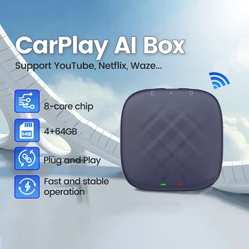 CPC200 Tbox Plus Автомобильный беспроводной Bluetooth - Carplay To Android Box 8 Core AI Box Портативный автомобильный цифровой телевизор 4 + 64 ГБ Поддержка SIM / TF Wi-Fi