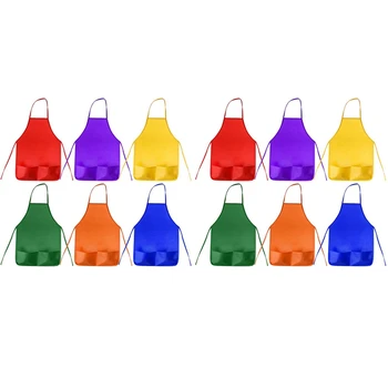 24 Упаковка 6 цветных детских фартуков Фартуки для рисования детей Детские художественные халаты с 2 вместительными карманами (кисти в комплект не входят)