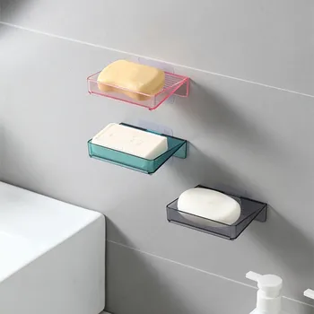  Мыльница для ванной комнаты Душевая тарелка Ящик для хранения со сливом Настенный самоклеящийся держатель мыла Поднос Посуда Кухня Ванная комната