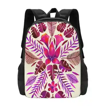 Тропическая симметрия - Пурпурный Модный Узор Дизайн Путешествия Ноутбук Школьный Рюкзак Сумка Страсть к путешествиям Бирюзовый Узнать больше Путешествия