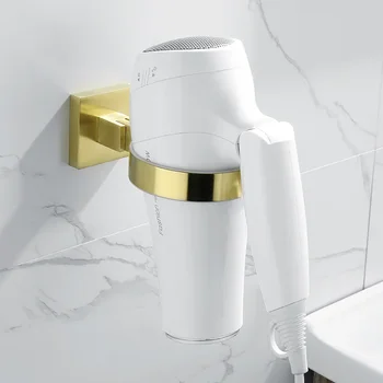 Настенный фен из золотистой меди, бытовой, туалетной, гостиничной ванной комнаты