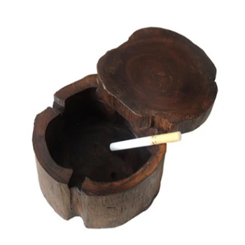 Creative Wood Особенности Пепельница из массива дерева Индивидуальность Деревянная с крышкой Пепельница Украшение стола Пепельница