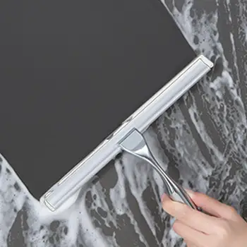 Эластичный скребок для окон Многофункциональная щетка для стекла с мягким силиконовым скребком Нескользящее пластиковое окно с ручкой для эффективного