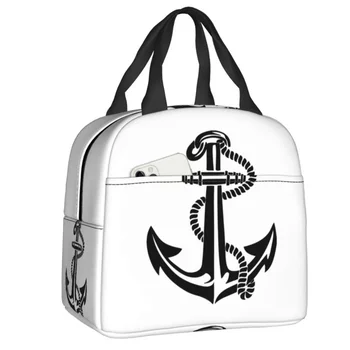 Морской якорь Изолированные сумки для обеда для работы Школа Моряк Приключение Многоразовый охладитель Термо Бенто Коробка Женщины Дети