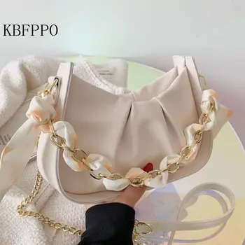 текстурированная сумка через плечо для женщин Новый корейский стиль сладкая сумка через плечо большой емкости градиентный цвет повседневный стиль шелковый шарф baga