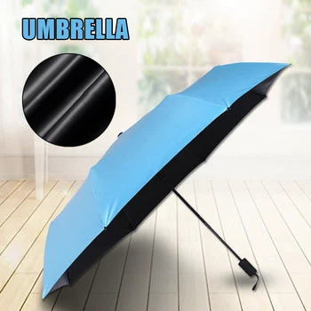 Унисекс Три складных зонтика Легкий складной зонтик Двухслойный солнцезащитный крем Солнцезащитный УФ-зонтик для женщин и мужчин