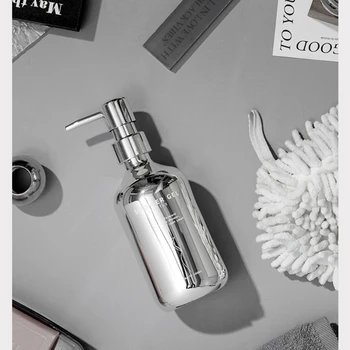 Лосьон Отдельная бутылка Ванная комната Гальваническое покрытие Серебро Сменная бутылка Отдельная бутылка Свет Роскошный ветровой пресс 500 мл