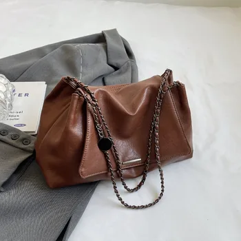 Сплошной цвет Пушечные цепные сумки через плечо большой емкости 2024 Высокое качество Женские сумки Продажа Модная сумка Bolsos de Señora