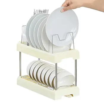  Ситечко для посуды Столешница 2-уровневая сушилка Многоцелевые аксессуары для домашнего хранения Съемная дренажная решетка для ложки