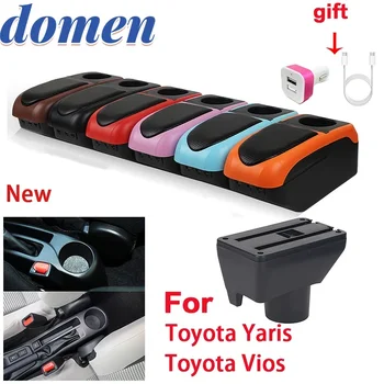 Для подлокотника Toyota Yaris L Для Toyota Vios Подлокотник Коробка Двухслойная центральная консоль Ящик для хранения USB-подстаканник Автомобильные аксессуары