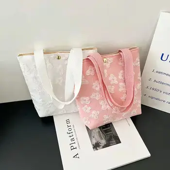  Цветочные сумки через плечо для женщин Однотонная мини-сумка для ланча 2022 Весна-Лето Новый дизайнер All-Match Casual Canvas Handbags
