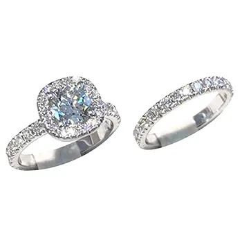  2 шт. Full Diamond Exquisit Складной квадратный бриллиант Креативное классическое посеребренная помолвка Изысканное роскошное кольцо