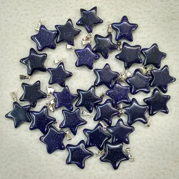 Мода хорошего качества голубой песок камень пятиконечная звезда подвески шарм для изготовления ювелирных изделий 50 шт./лот оптовая бесплатная доставка
